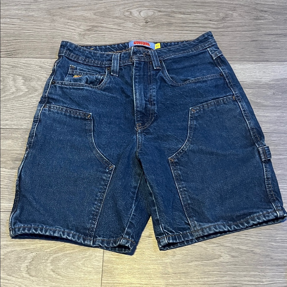 Empyre Double Knee Dark Blue Jean Shorts